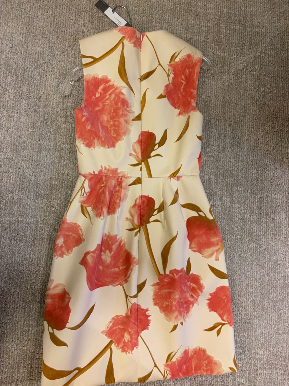 Lela Rose Coral Floral Strapless Mini Dress on Cream